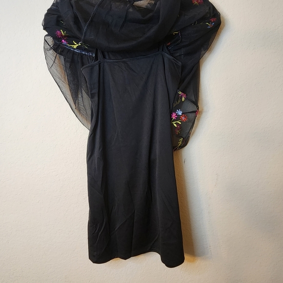 Art Class Black Sheer Layered Embroidered Floral Dress | Girls Size M 7/8 - Picture 3 of 10